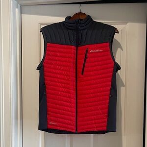 Eddie Bauer Red and Black Quilted light weight down Vest